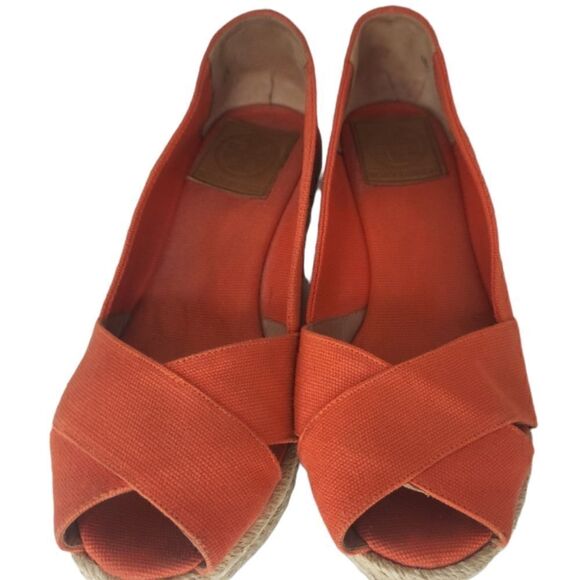 Tory Burch Filipa Solid Orange Espadrille Wedge Women's size 6.5 - Picture 1 of 7